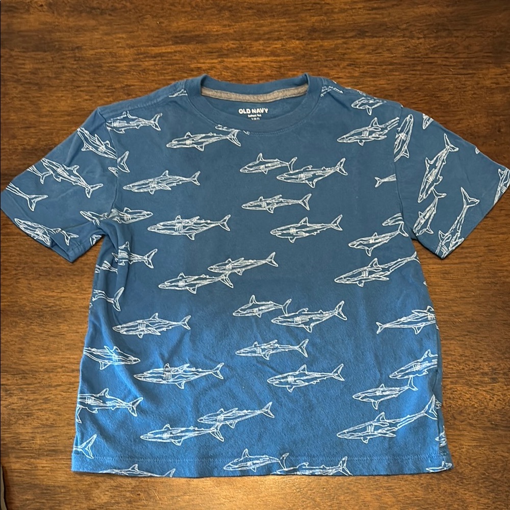 Blue Shark Print T-Shirt